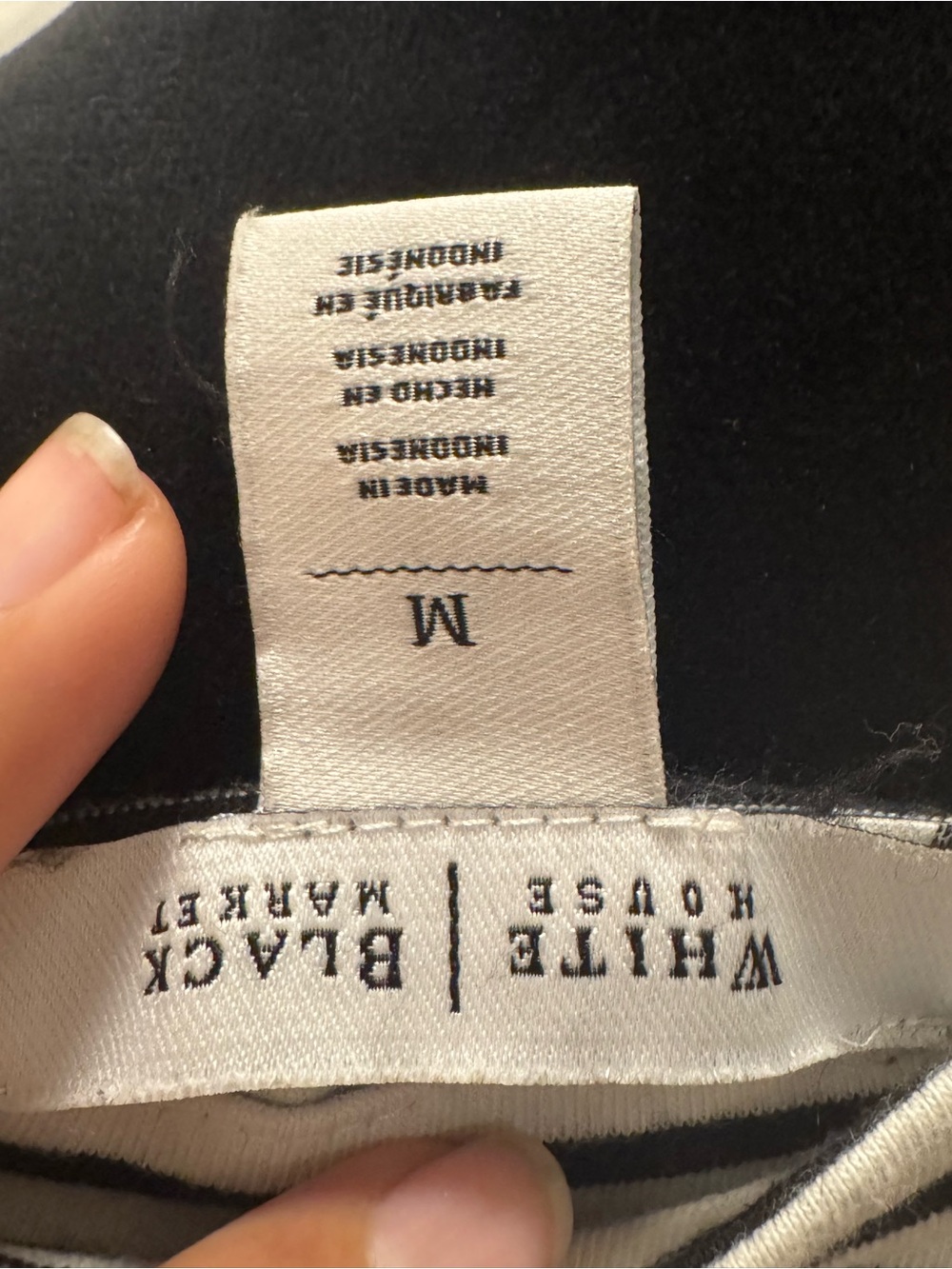 White House Black Market Black and White Striped Tee 0195 - Picture 3 of 3